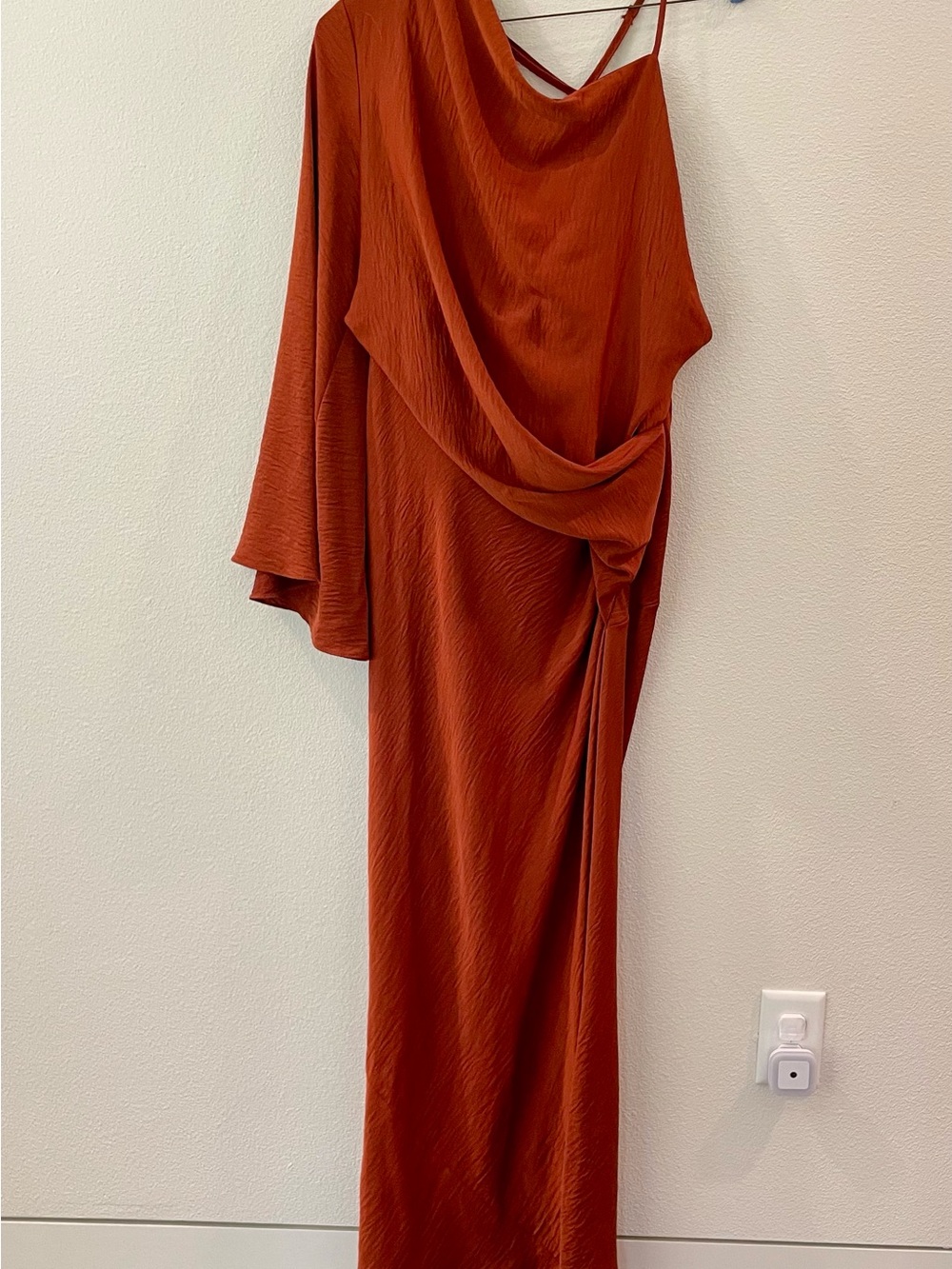 ASOS One-Shoulder Draped Maxi Dress in Rust